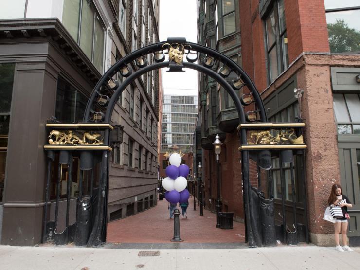 Outdoor photo of the gates at 150 Boylston