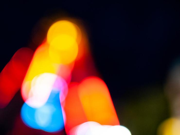 Colorful lights in the dark, blurred