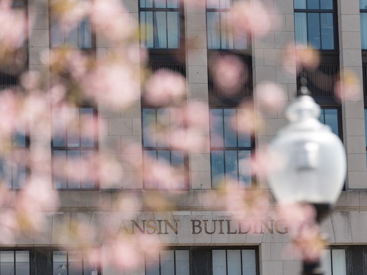 Ansin Building in spring