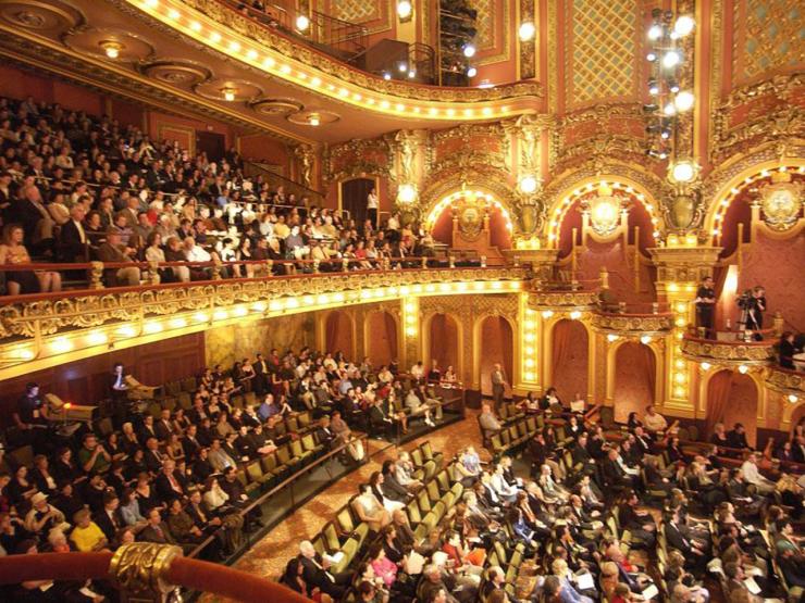 Interior of Cutler Majestic theatre during a performance.