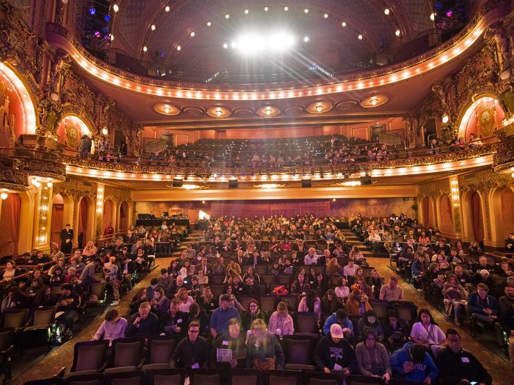 accepted students sitting in theatre at emerson college