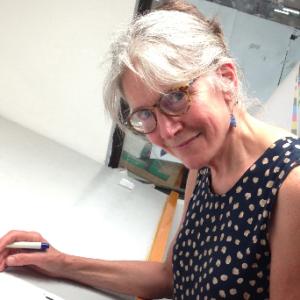 Lisa Clark at drafting table