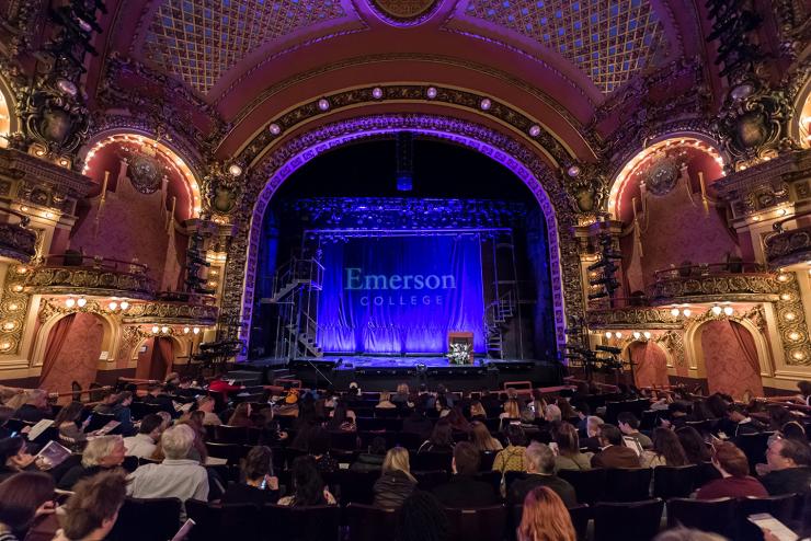 Inside the Cutler Majestic Theatre, view of the stage from the orchestra seating section