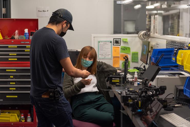 Two students working together